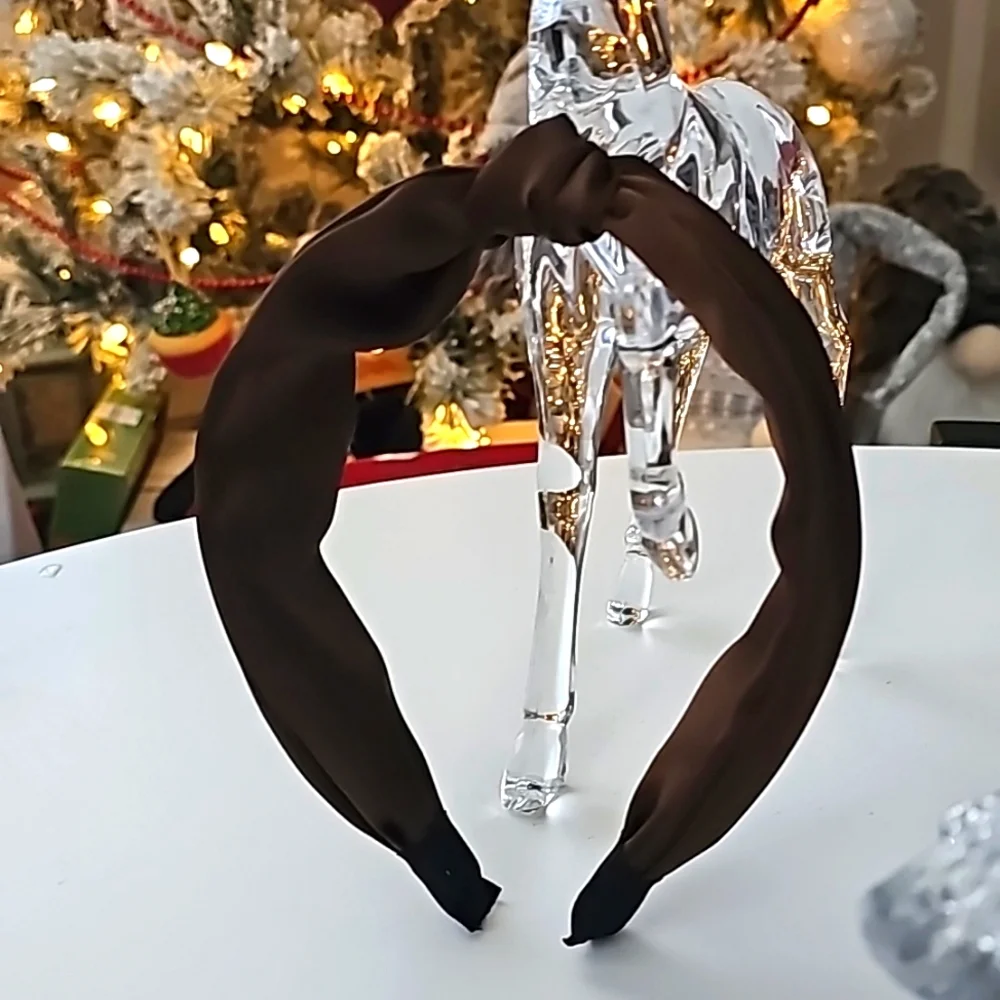 NWOT Brown Satin Soft Top Knot Headband